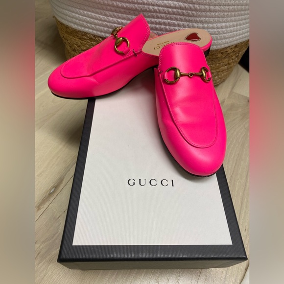 GUCCI Princeton mules Neon Bright Pink 35.5 - Picture 1 of 7